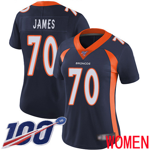 Women Denver Broncos #70 Ja Wuan James Navy Blue Alternate Vapor Untouchable Limited Player 100th Season Football NFL Jersey->women nfl jersey->Women Jersey
